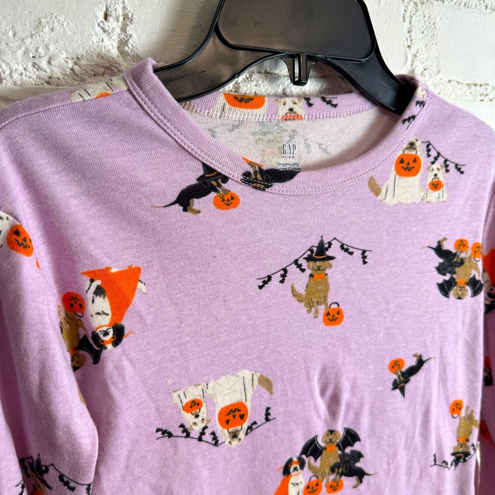 GAP Kids PJ | 100% Organic Halloween Pajama Set Lavender Pumpkin Size 12